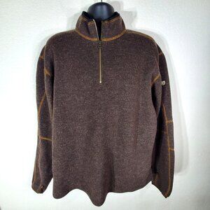 Kühl Mens XX-Large Thermokore Fleece Lined Wool Blend Sweater Brown 1/4 Zip